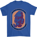 Funny Trekking Gnome Travelling Holiday Mens T-Shirt 100% Cotton Royal Blue