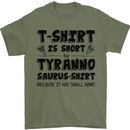Funny Tyrannosaurus Rex Dinosaur T-Rex Mens T-Shirt 100% Cotton Military Green