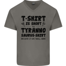Funny Tyrannosaurus Rex Dinosaur T-Rex Mens V-Neck Cotton T-Shirt Charcoal