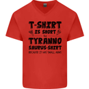 Funny Tyrannosaurus Rex Dinosaur T-Rex Mens V-Neck Cotton T-Shirt Red