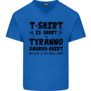 Funny Tyrannosaurus Rex Dinosaur T-Rex Mens V-Neck Cotton T-Shirt Royal Blue