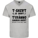 Funny Tyrannosaurus Rex Dinosaur T-Rex Mens V-Neck Cotton T-Shirt Sports Grey