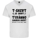 Funny Tyrannosaurus Rex Dinosaur T-Rex Mens V-Neck Cotton T-Shirt White