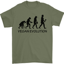Funny Vegan Evolution Vegetarian Mens T-Shirt 100% Cotton Military Green