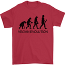 Funny Vegan Evolution Vegetarian Mens T-Shirt 100% Cotton Red
