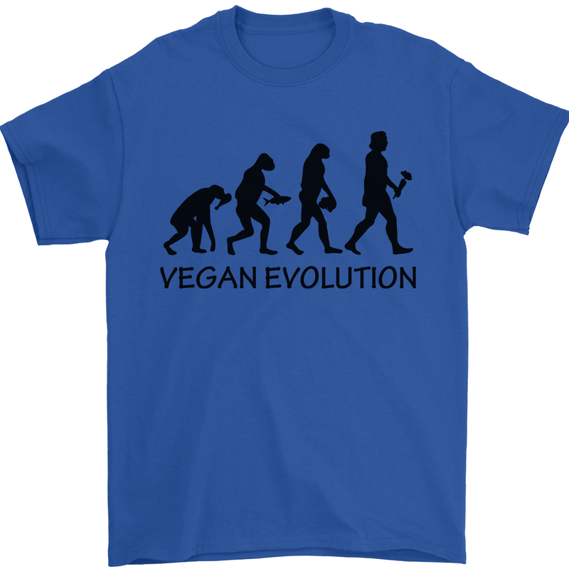 Funny Vegan Evolution Vegetarian Mens T-Shirt 100% Cotton Royal Blue