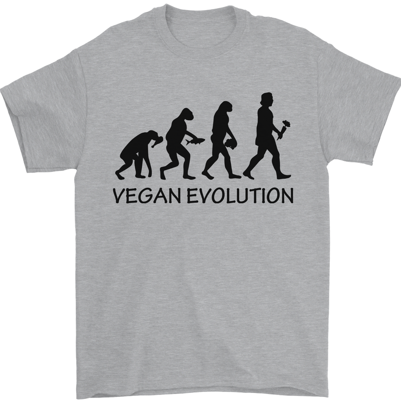 Funny Vegan Evolution Vegetarian Mens T-Shirt 100% Cotton Sports Grey