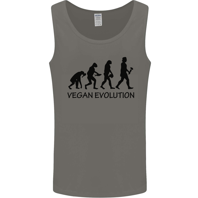 Funny Vegan Evolution Vegetarian Mens Vest Tank Top Charcoal