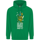 Funny Weed Cannabis Smoke and Fly Childrens Kids Hoodie Irish Green