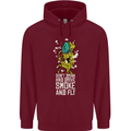 Funny Weed Cannabis Smoke and Fly Childrens Kids Hoodie Maroon