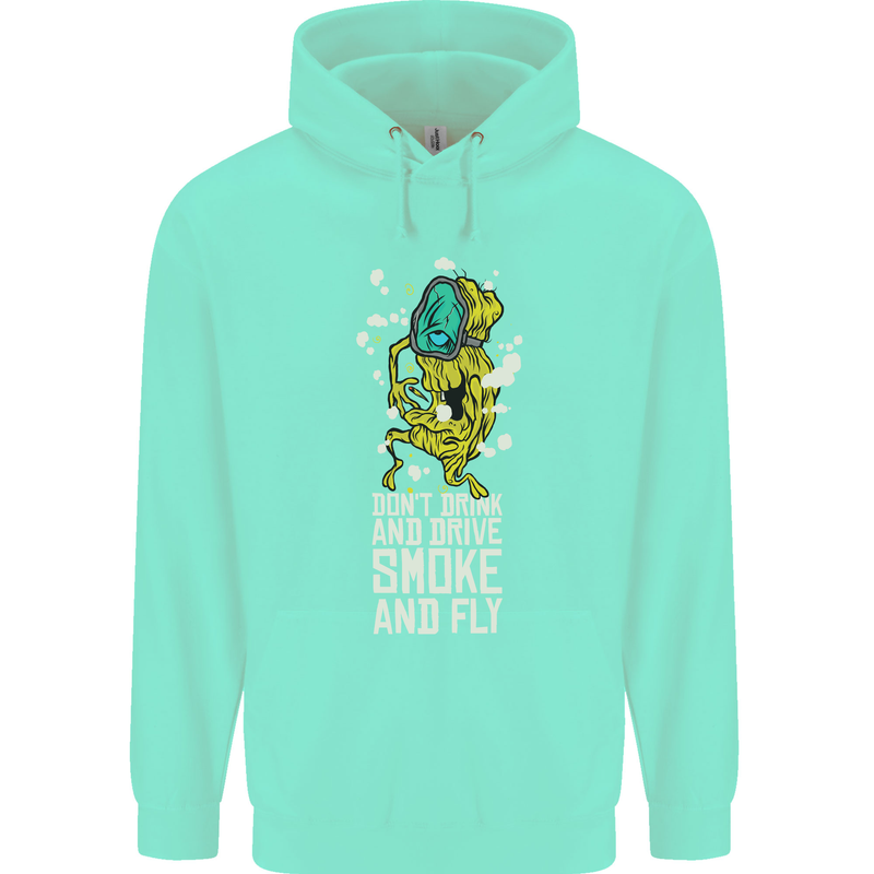 Funny Weed Cannabis Smoke and Fly Childrens Kids Hoodie Peppermint