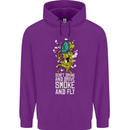 Funny Weed Cannabis Smoke and Fly Childrens Kids Hoodie Purple