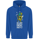 Funny Weed Cannabis Smoke and Fly Childrens Kids Hoodie Royal Blue