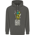Funny Weed Cannabis Smoke and Fly Childrens Kids Hoodie Storm Grey