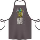 Funny Weed Cannabis Smoke and Fly Cotton Apron 100% Organic Dark Grey