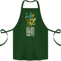Funny Weed Cannabis Smoke and Fly Cotton Apron 100% Organic Forest Green