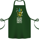 Funny Weed Cannabis Smoke and Fly Cotton Apron 100% Organic Forest Green