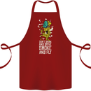 Funny Weed Cannabis Smoke and Fly Cotton Apron 100% Organic Maroon