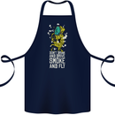 Funny Weed Cannabis Smoke and Fly Cotton Apron 100% Organic Navy Blue