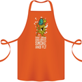 Funny Weed Cannabis Smoke and Fly Cotton Apron 100% Organic Orange