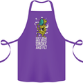 Funny Weed Cannabis Smoke and Fly Cotton Apron 100% Organic Purple