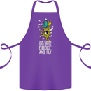 Funny Weed Cannabis Smoke and Fly Cotton Apron 100% Organic Purple