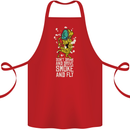 Funny Weed Cannabis Smoke and Fly Cotton Apron 100% Organic Red