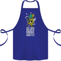 Funny Weed Cannabis Smoke and Fly Cotton Apron 100% Organic Royal Blue