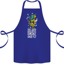 Funny Weed Cannabis Smoke and Fly Cotton Apron 100% Organic Royal Blue