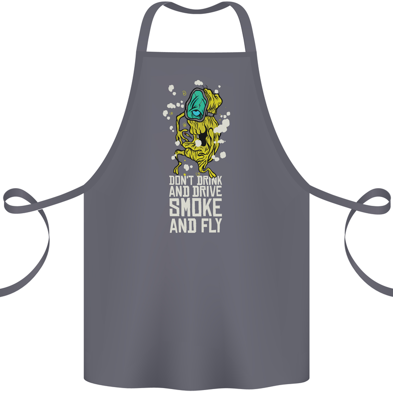 Funny Weed Cannabis Smoke and Fly Cotton Apron 100% Organic Steel