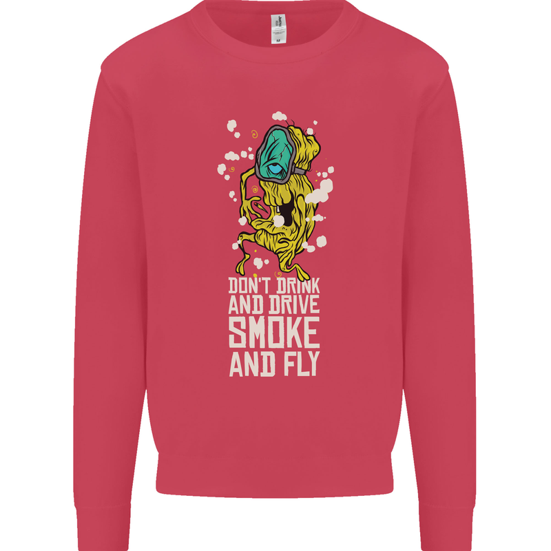 Funny Weed Cannabis Smoke and Fly Kids Sweatshirt Jumper Heliconia