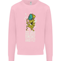 Funny Weed Cannabis Smoke and Fly Kids Sweatshirt Jumper Light Pink