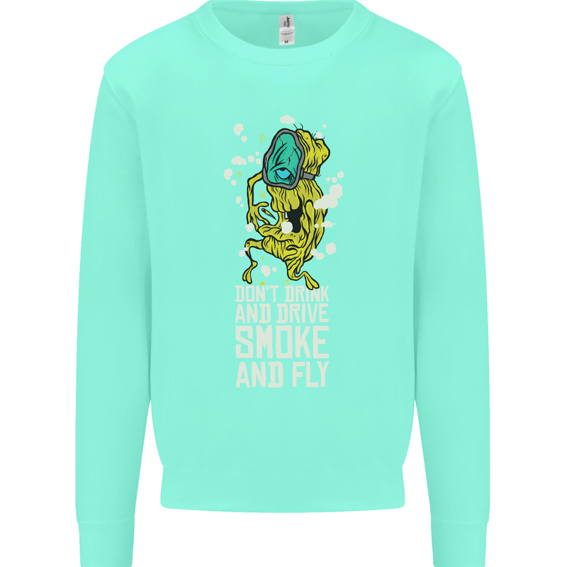 Funny Weed Cannabis Smoke and Fly Kids Sweatshirt Jumper Peppermint
