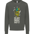 Funny Weed Cannabis Smoke and Fly Kids Sweatshirt Jumper Storm Grey