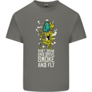 Funny Weed Cannabis Smoke and Fly Kids T-Shirt Childrens Charcoal