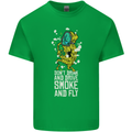 Funny Weed Cannabis Smoke and Fly Kids T-Shirt Childrens Irish Green