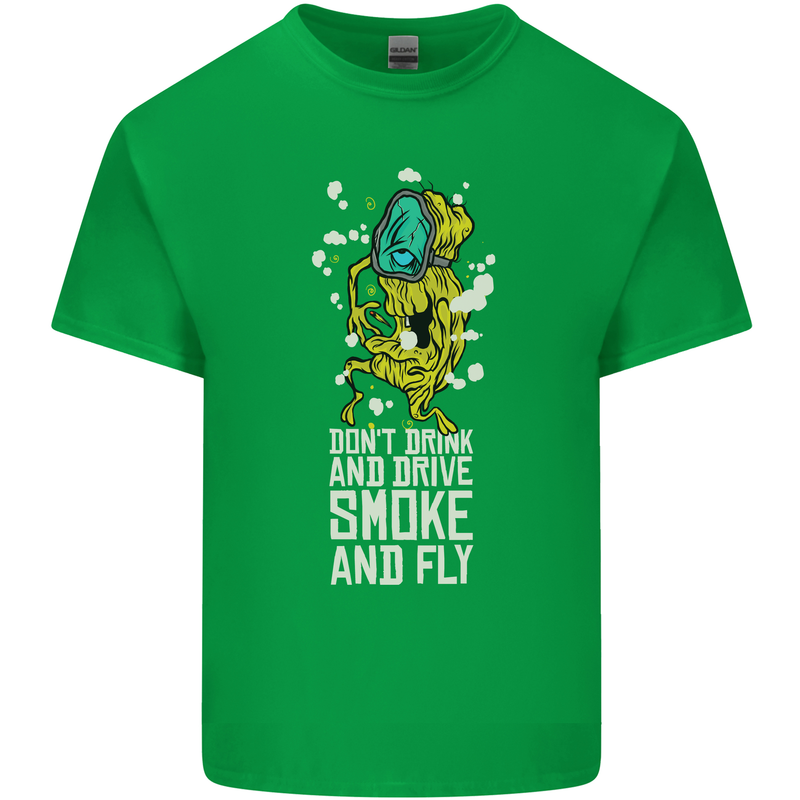 Funny Weed Cannabis Smoke and Fly Kids T-Shirt Childrens Irish Green