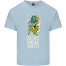 Funny Weed Cannabis Smoke and Fly Kids T-Shirt Childrens Light Blue