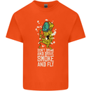 Funny Weed Cannabis Smoke and Fly Kids T-Shirt Childrens Orange