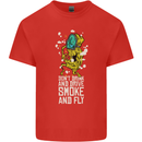 Funny Weed Cannabis Smoke and Fly Kids T-Shirt Childrens Red