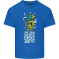 Funny Weed Cannabis Smoke and Fly Kids T-Shirt Childrens Royal Blue