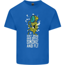 Funny Weed Cannabis Smoke and Fly Kids T-Shirt Childrens Royal Blue