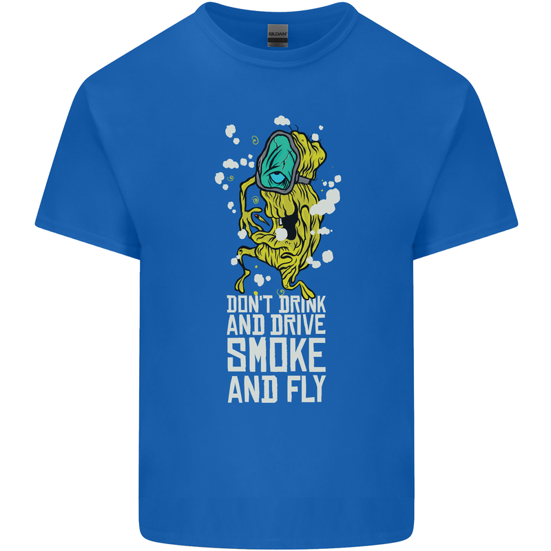 Funny Weed Cannabis Smoke and Fly Kids T-Shirt Childrens Royal Blue