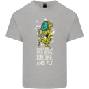 Funny Weed Cannabis Smoke and Fly Kids T-Shirt Childrens Sports Grey
