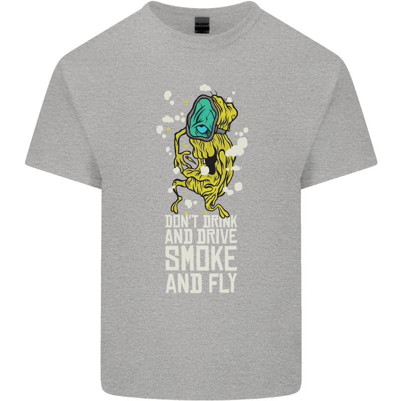 Funny Weed Cannabis Smoke and Fly Kids T-Shirt Childrens Sports Grey