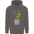 Funny Weed Cannabis Smoke and Fly Mens 80% Cotton Hoodie Charcoal