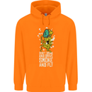Funny Weed Cannabis Smoke and Fly Mens 80% Cotton Hoodie Orange