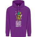 Funny Weed Cannabis Smoke and Fly Mens 80% Cotton Hoodie Purple
