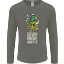 Funny Weed Cannabis Smoke and Fly Mens Long Sleeve T-Shirt Charcoal