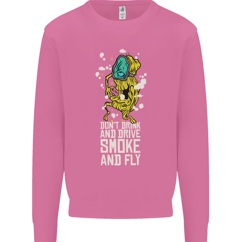 Funny Weed Cannabis Smoke and Fly Mens Sweatshirt Jumper Azalea